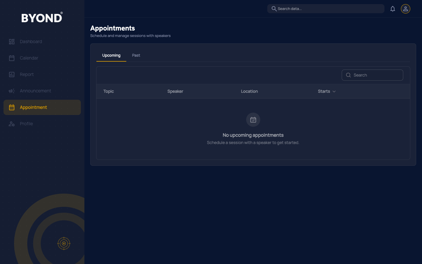 BYOND 365 Appointment module screenshot